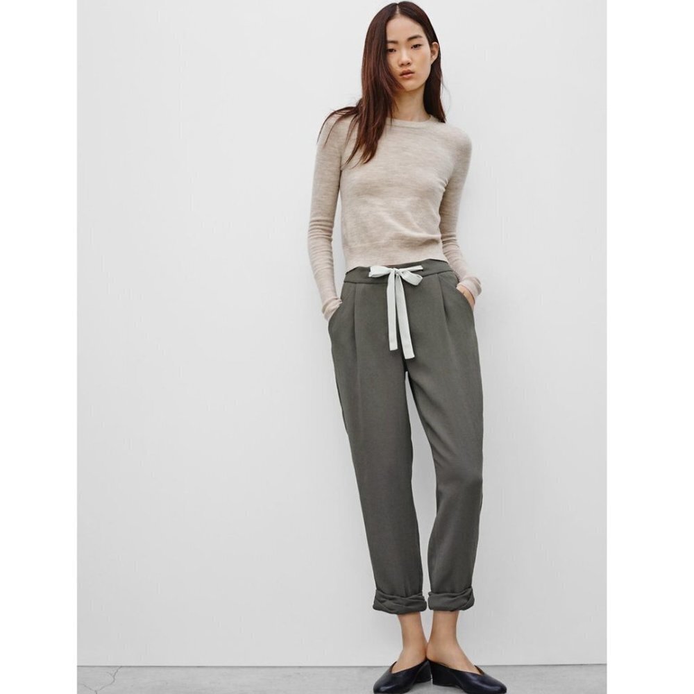 ARITZIA Wilfred Allant Pant Cropped Green Size 4 (tie-waist missing)
